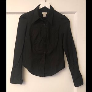 Black cotton slim fit shirt by Dries Van Noten